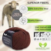 Laden Sie das Bild in den Galerie-Viewer, IMPERIAL Marron clair MERINO WOOL YARNS 50g 125m
