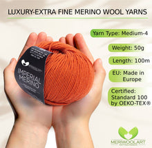 Bild in Gallery viewer laden, IMPERIAL Terracotta MERINO WOOL YARNS 50g 125m
