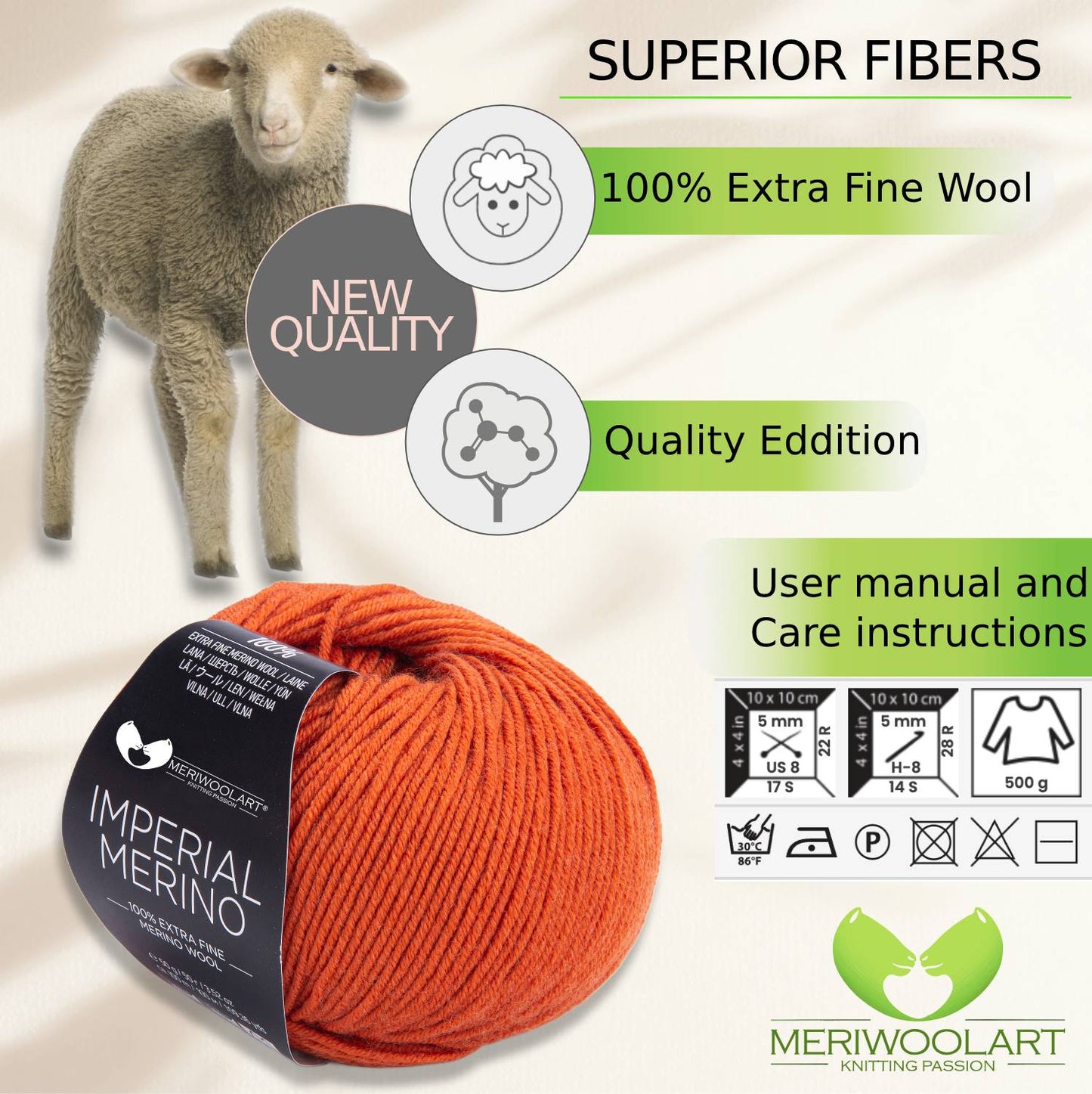 IMPERIAL Terracotta MERINO WOOL YARNS 50g 125m