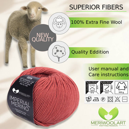 IMPERIAL Dark Powder MERINO WOOL YARNS 50g 125m