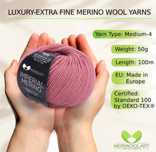 Laden Sie das Bild in den Galerie-Viewer, IMPERIAL Dry Rose MERINO WOOL YARNS 50g 125m
