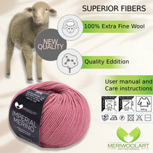 Cargar la imagen en el visor de la Galería, IMPERIAL Dry Rose MERINO WOOL YARNS 50g 125m
