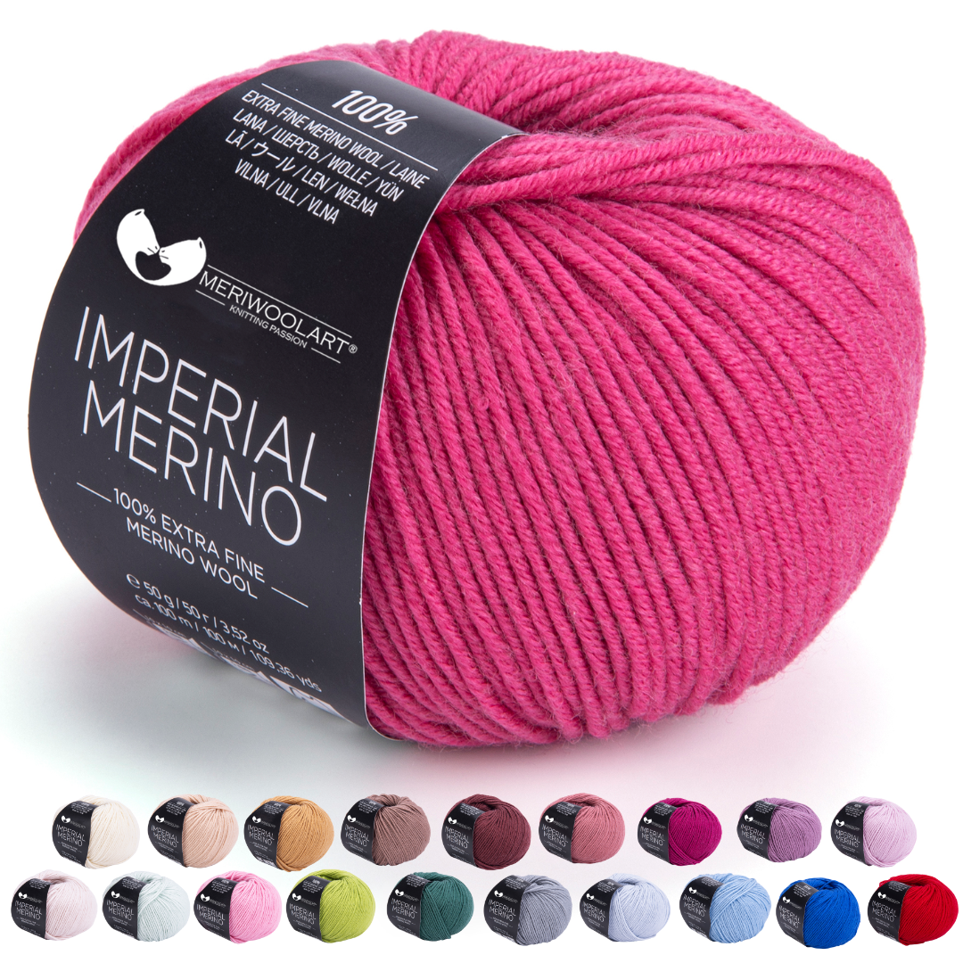 IMPERIAL Pink Fuchsia MERINO WOOL YARNS 50g 125m