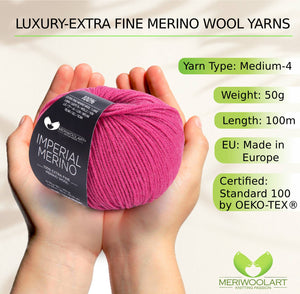 IMPERIAL Rose Fuchsia FILS DE LAINE MERINO 50g 125m