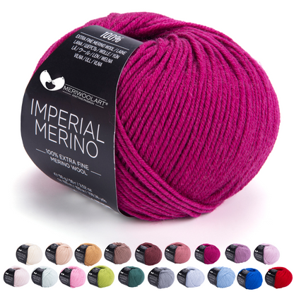 IMPERIAL Fuchsia MERINO WOOL YARNS 50g 125m