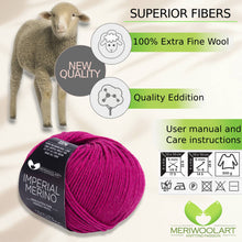 Laden Sie das Bild in den Galerie-Viewer, IMPERIAL Fuchsia MERINO WOOL YARNS 50g 125m
