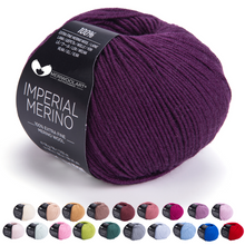 Laden Sie das Bild in den Galerie-Viewer, IMPERIAL Dark Purple MERINO WOOL YARNS 50g 125m
