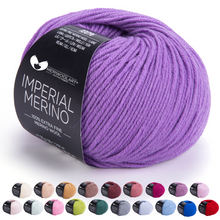 Load image into Gallery viewer, IMPERIAL Bright Lilac MERINO WOOL YARNS 50g 125m
