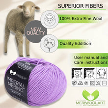 Load image into Gallery viewer, IMPERIAL Lilac MERINO WOOL YARNS 50g 125m
