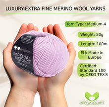 Charger l&#39;image dans la galerie, IMPERIAL Light Lilac MERINO WOOL YARNS 50g 125m
