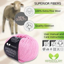 Laden Sie das Bild in den Galerie-Viewer, IMPERIAL Pink MERINO WOOL YARNS 50g 125m
