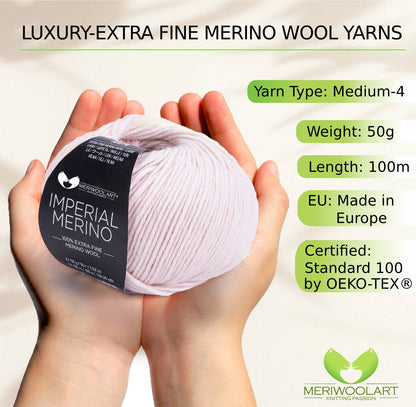 IMPERIAL Snow MERINO WOOL YARNS 50g 125m