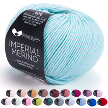 Cargar la imagen en el visor de la Galería, IMPERIAL Light Turquoise MERINO WOOL YARNS 50g 125m
