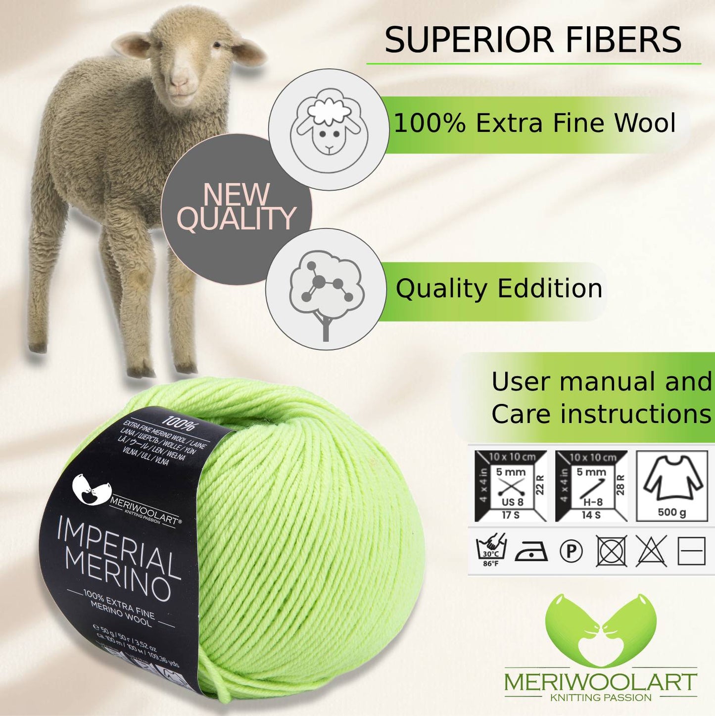 IMPERIAL Salad MERINO WOOL YARNS 50g 125m