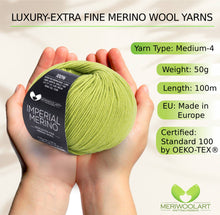 Bild in den Galerieviewer laden, IMPERIAL Olive MERINO WOOL YARNS 50g 125m
