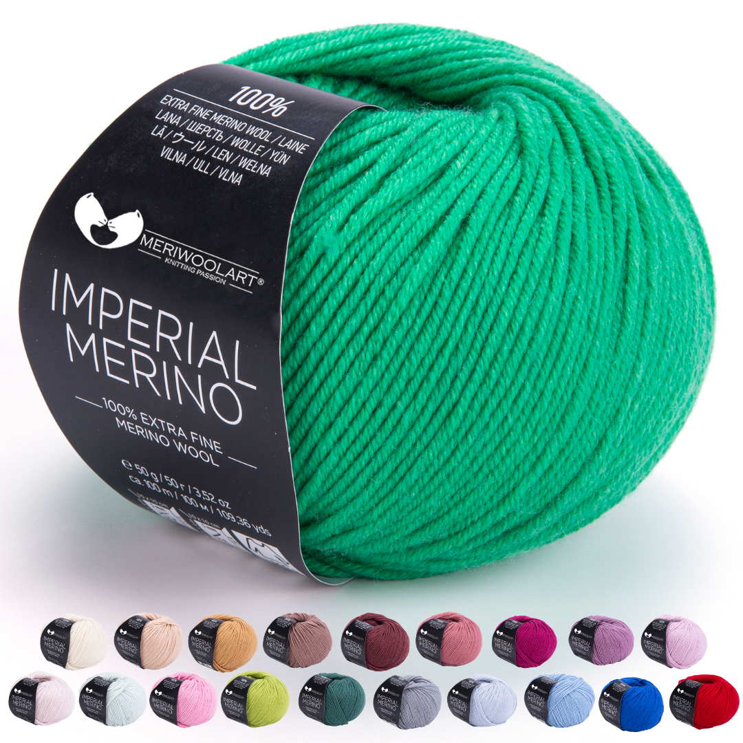 IMPERIAL Green MERINO WOOL YARNS 50g 125m