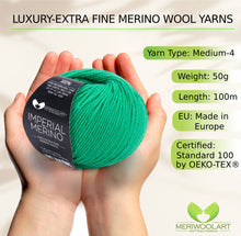 Load image into Gallery viewer, IMPERIAL Green MERINO WOOL YARNS 50g 125m
