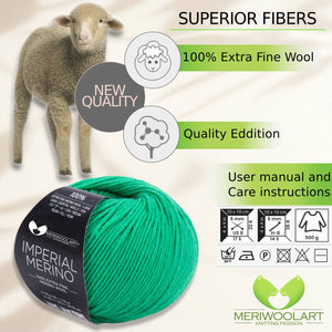 IMPERIAL Grün MERINO-WOLLGARNE 50g 125m