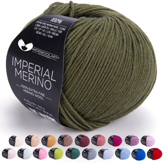 IMPERIAL Khaki MERINO WOOL YARNS 50g 125m