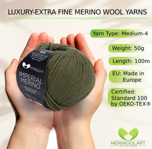 Load image into Gallery viewer, IMPERIAL Khaki MERINO WOOL YARNS 50g 125m
