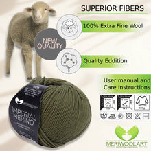 Charger l'image dans la galerie, IMPERIAL Khaki MERINO WOOL YARNS 50g 125m
