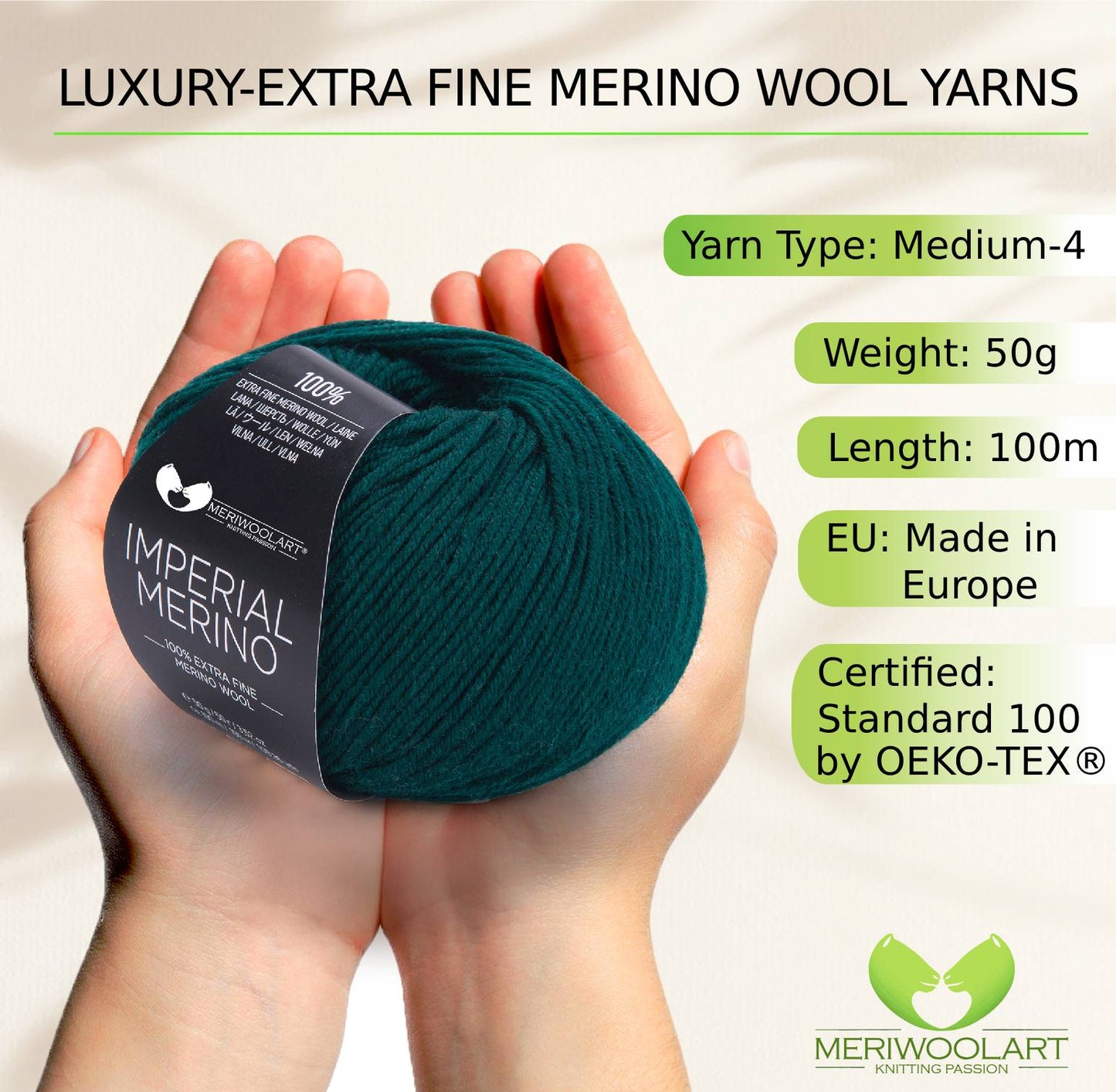 IMPERIAL Pine MERINO WOOL YARNS 50g 125m