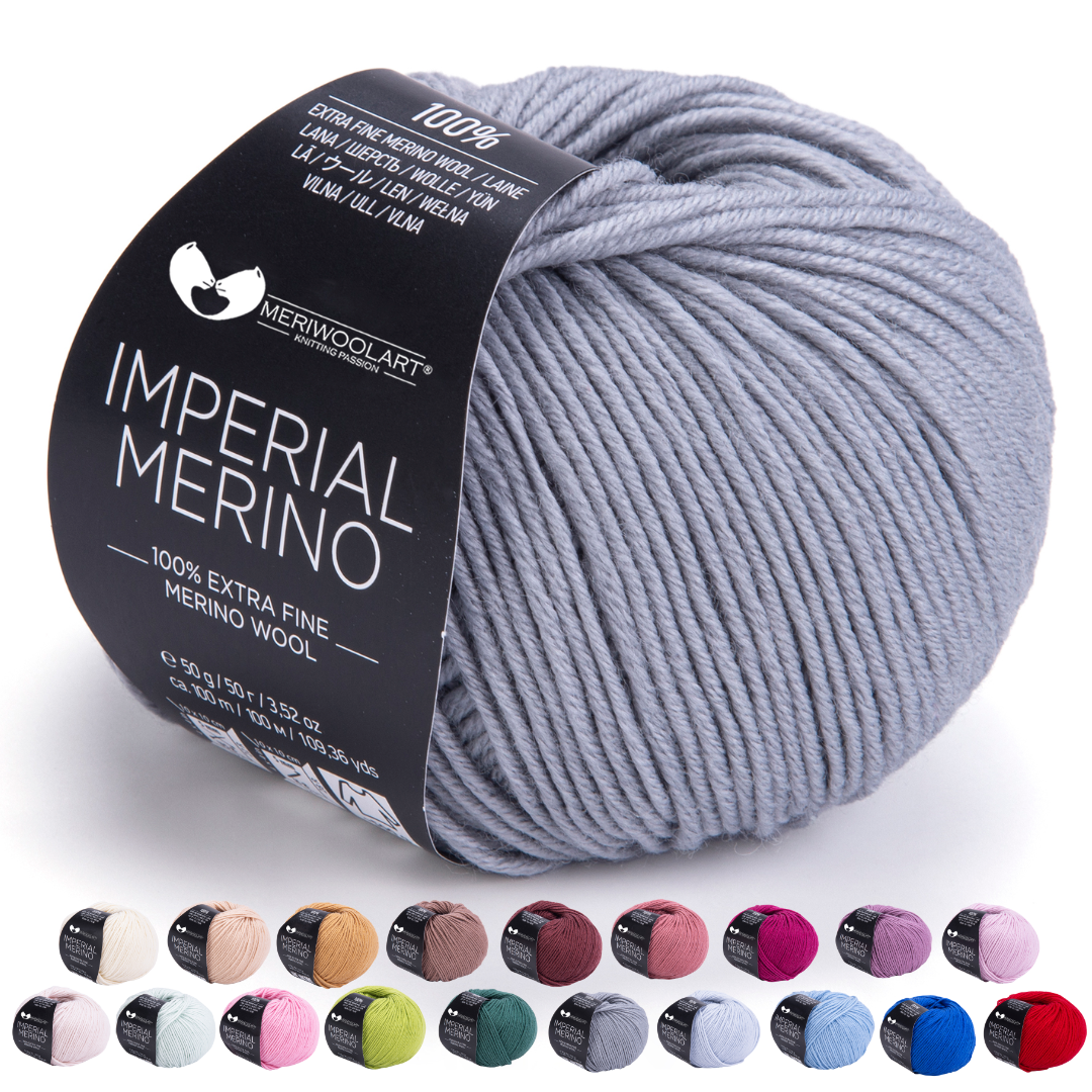 IMPERIAL Gray MERINO WOOL YARNS 50g 125m