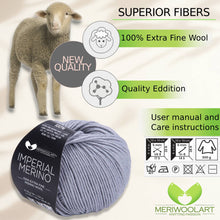 Load image into Gallery viewer, IMPERIAL Gray MERINO WOOL YARNS 50g 125m
