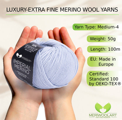 IMPERIAL Cloud MERINO WOOL YARNS 50g 125m