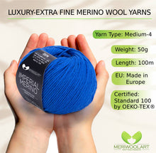 Cargar la imagen en el visor de la Galería, IMPERIAL Cornflower MERINO WOOL YARNS 50g 125m
