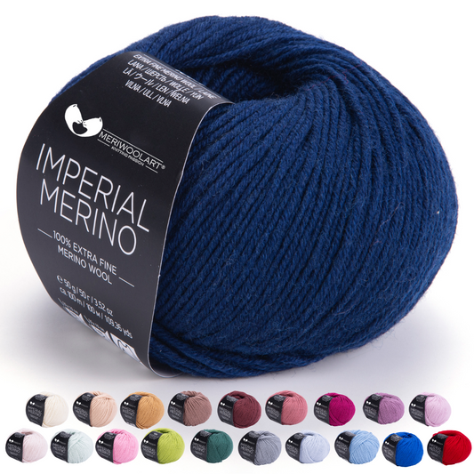 IMPERIAL Navy Blue MERINO WOOL YARNS 50g 125m