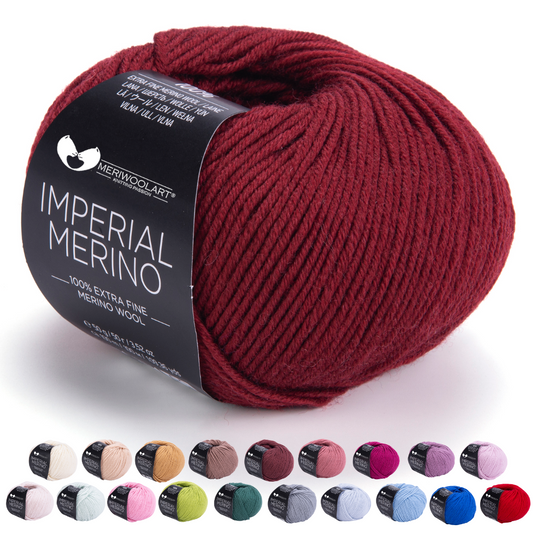 IMPERIAL Burgundy MERINO WOOL YARNS 50g 125m