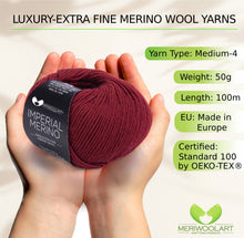 Bild in den Galerieviewer laden, IMPERIAL Burgundy MERINO WOOL YARNS 50g 125m
