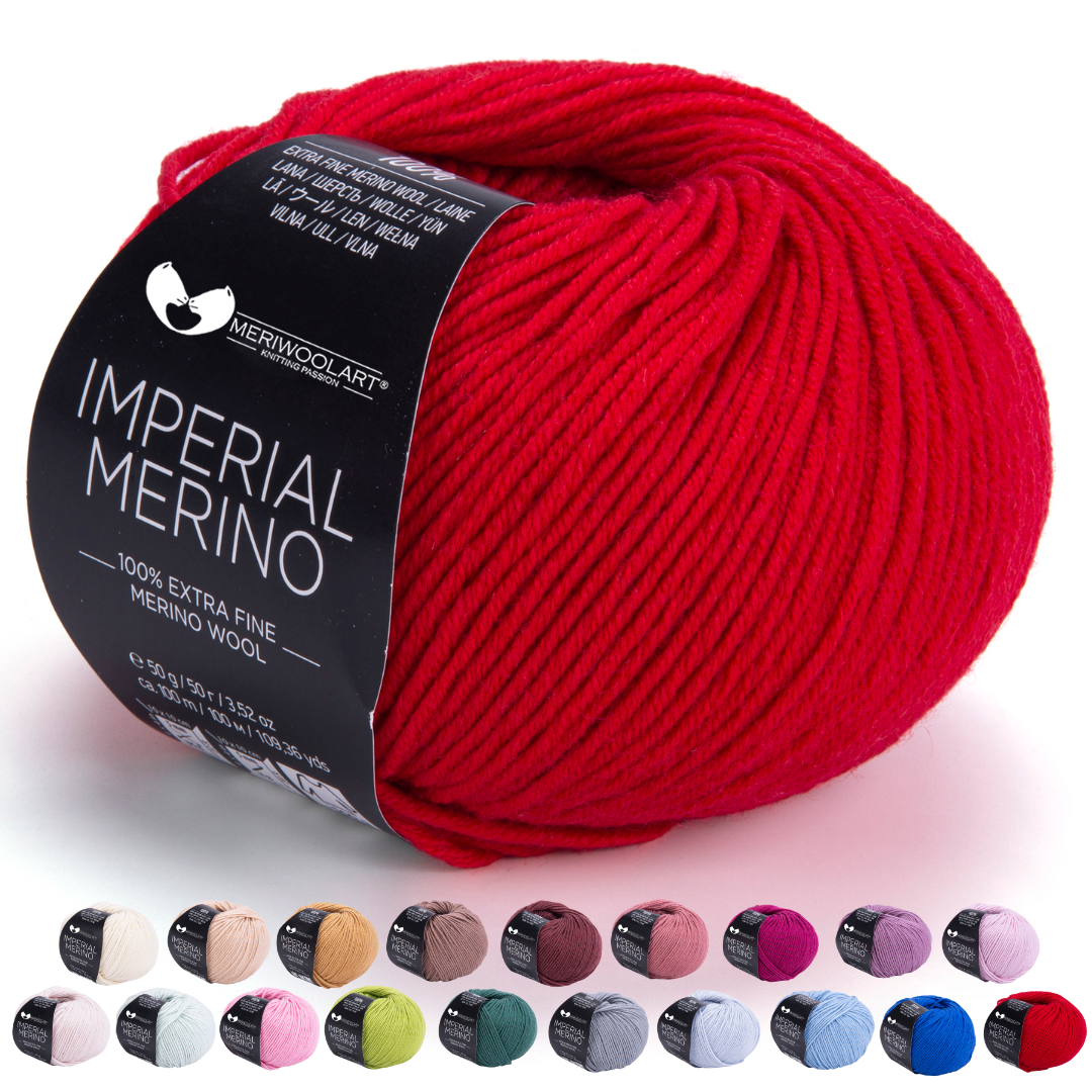 IMPERIAL Red MERINO WOOL YARNS 50g 125m