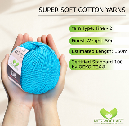 JEANS Turquoise Cotton YARN 50g 160m