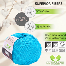 Load image into Gallery viewer, JEANS Turquoise Cotton YARN 50g 160m
