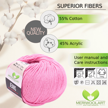 Charger l'image dans Gallery viewer, JEANS Rose Coton YARN 50g 160m
