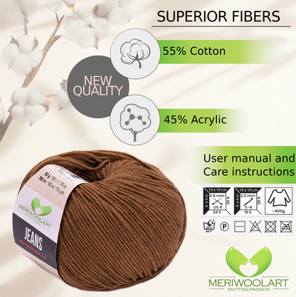 JEANS Brown Cotton YARN 50g 160m