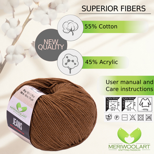 JEANS Brown Cotton YARN 50g 160m