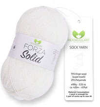 Load image into Gallery viewer, FORZA SOLID White WOOL SOCK YARNS 100g 420m
