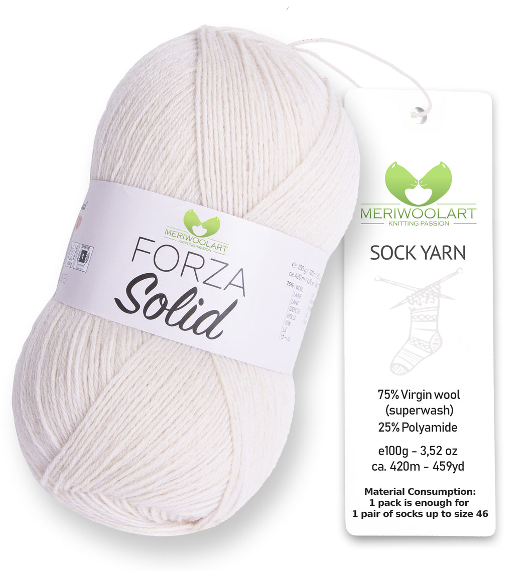 FORZA SOLID Cream-4603 WOOL SOCK YARN 100g 420m