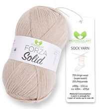 Load image into Gallery viewer, FORZA SOLID Beige-4604 WOOL SOCK YARN 100g 420m
