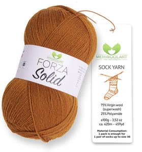 FORZA SOLID Terracotta-4608 WOOL SOCK YARN 100g 420m