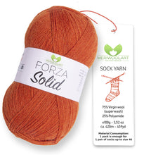 Load image into Gallery viewer, FORZA SOLID Orange-4609 WOOL SOCK YARN 100g 420m
