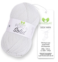 Load image into Gallery viewer, FORZA SOLID Grey-4611 WOOL SOCK YARN 100g 420m
