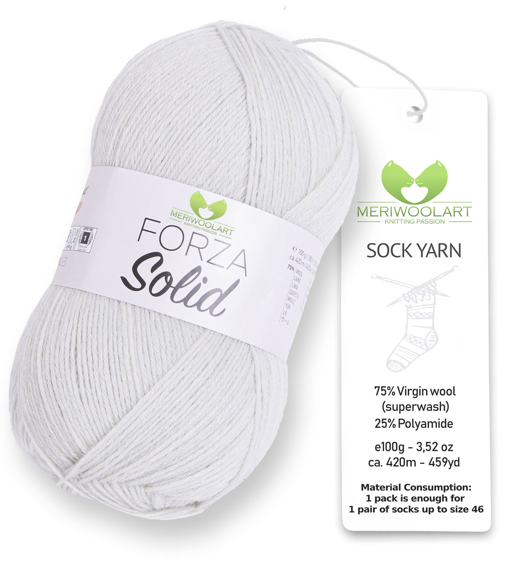 FORZA SOLID Grey-4611 WOOL SOCK YARN 100g 420m