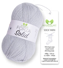 Load image into Gallery viewer, FORZA SOLID Grey-4612 WOOL SOCK YARN 100g 420m
