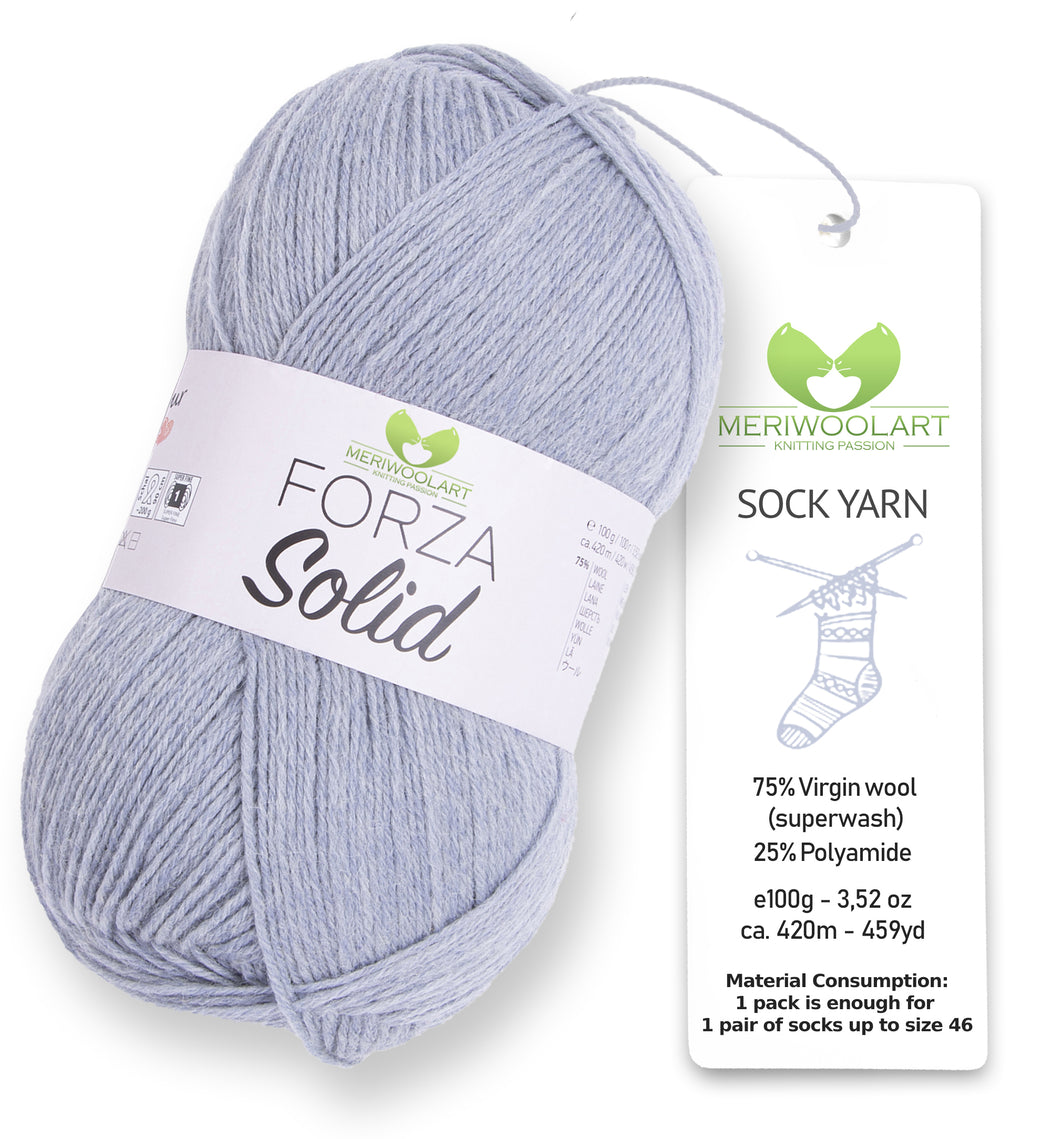 FORZA SOLID Grey-4613 WOOL SOCK YARN 100g 420m