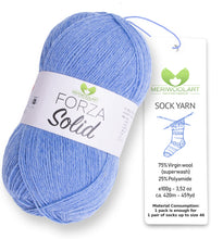 Load image into Gallery viewer, FORZA SOLID Blue-4617 WOOL SOCK YARN 100g 420m
