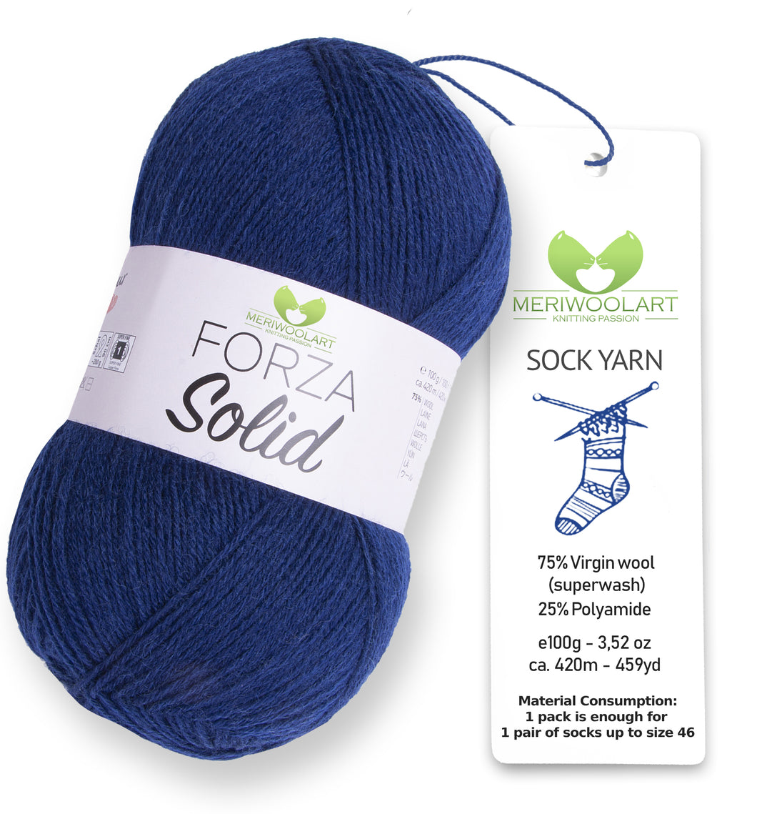 FORZA SOLID Navy-4620 WOOL SOCK YARN 100g 420m